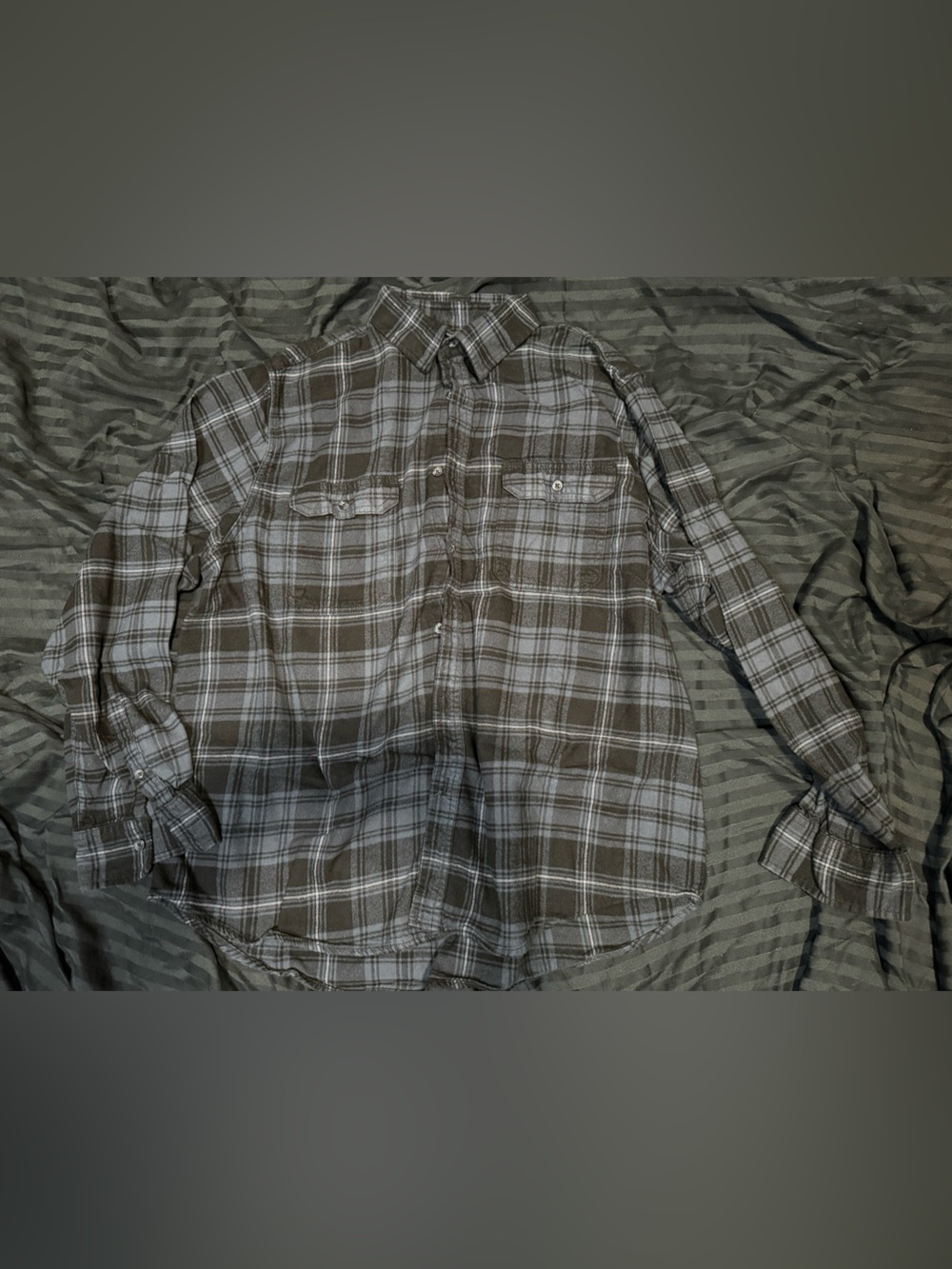 George Men’s Gray Black Plaid Flannel
